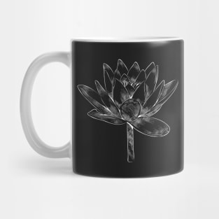 White lotus flower on black background Mug